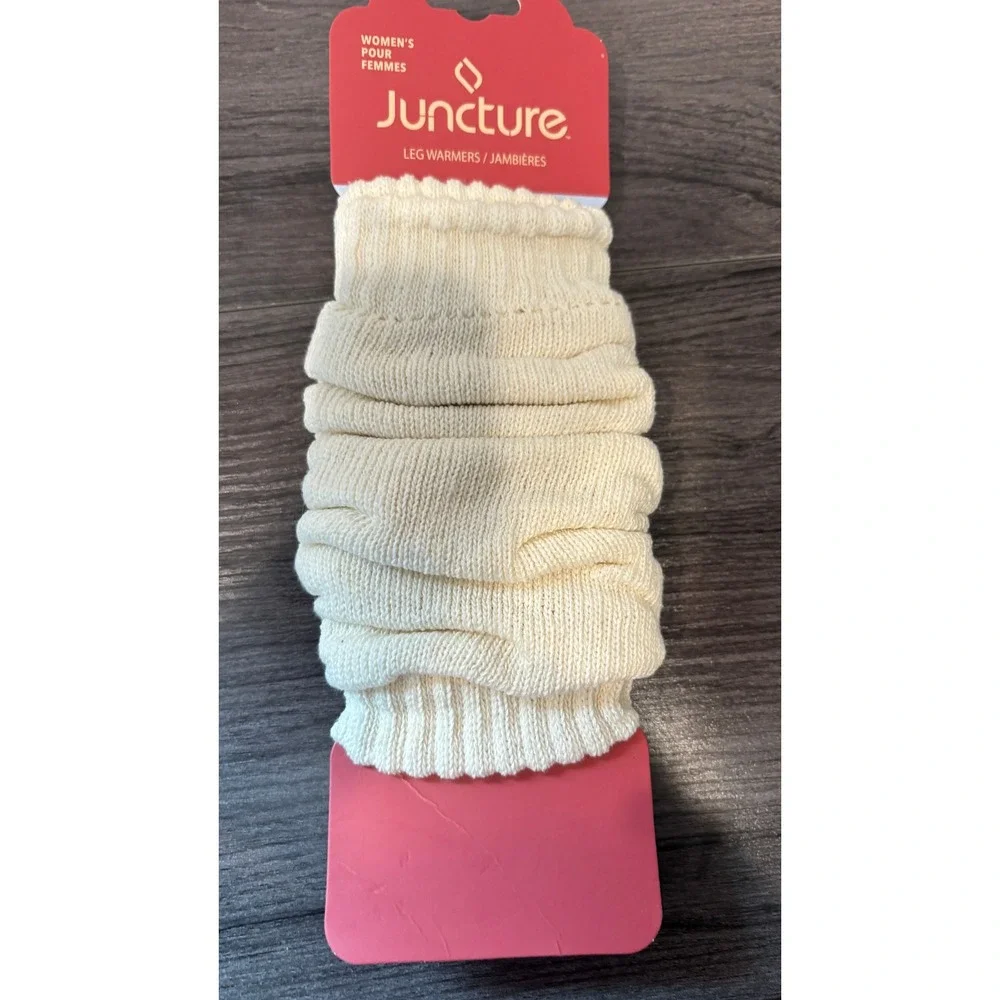 Juncture Womens Leg Warmers Cream Off White Ribbed Knit Slouchy One Size NWT